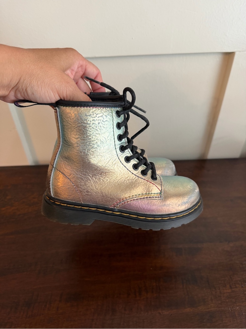 Dr. Martens Junior 1460 Rainbow Leather Lace Up Boots